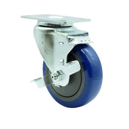Service Caster Hatco 413042600400 4'' Replacement Caster with Brake HAT-SCC-20S414-PPUB-BLUE-TLB